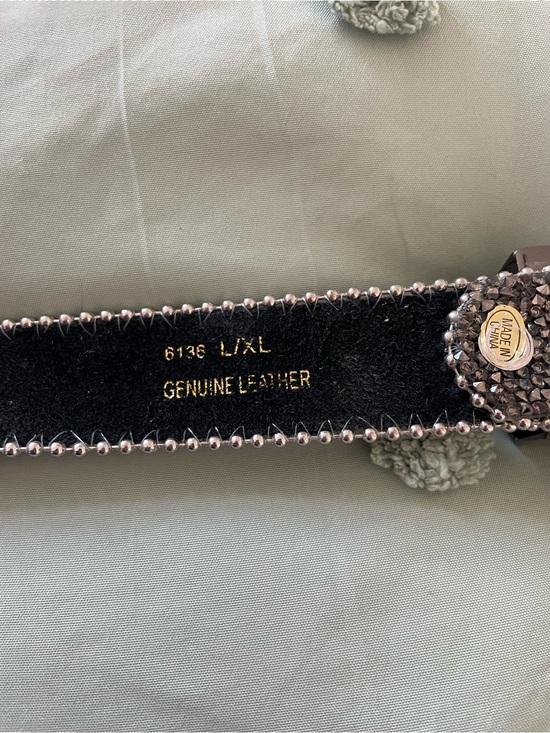 Rhinestone Embellished leather Belt in Gunmetal